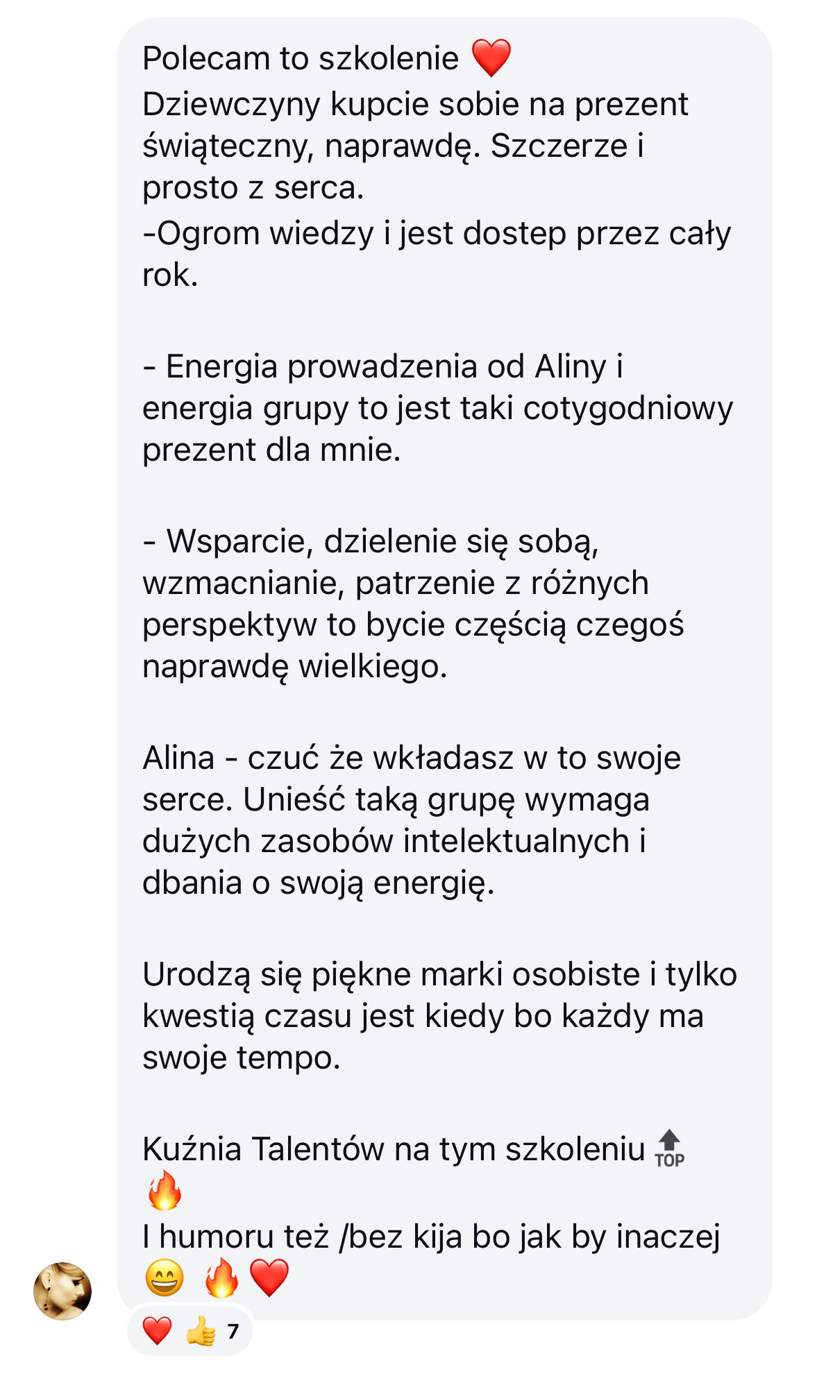Wiadomość: polecam to szkolenie - ogrom wiedzy i energia grupy