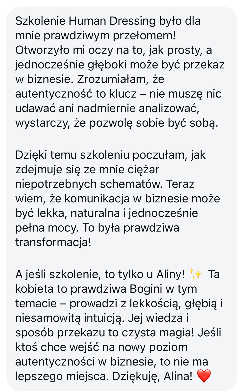 Wiadomość: szkolenie było prawdziwym przełomem i transformacją