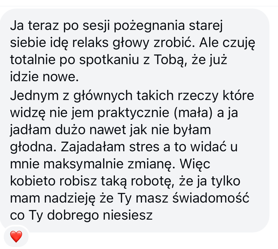 Wiadomość: po sesji pożegnania starej siebie czuję, że idzie nowe