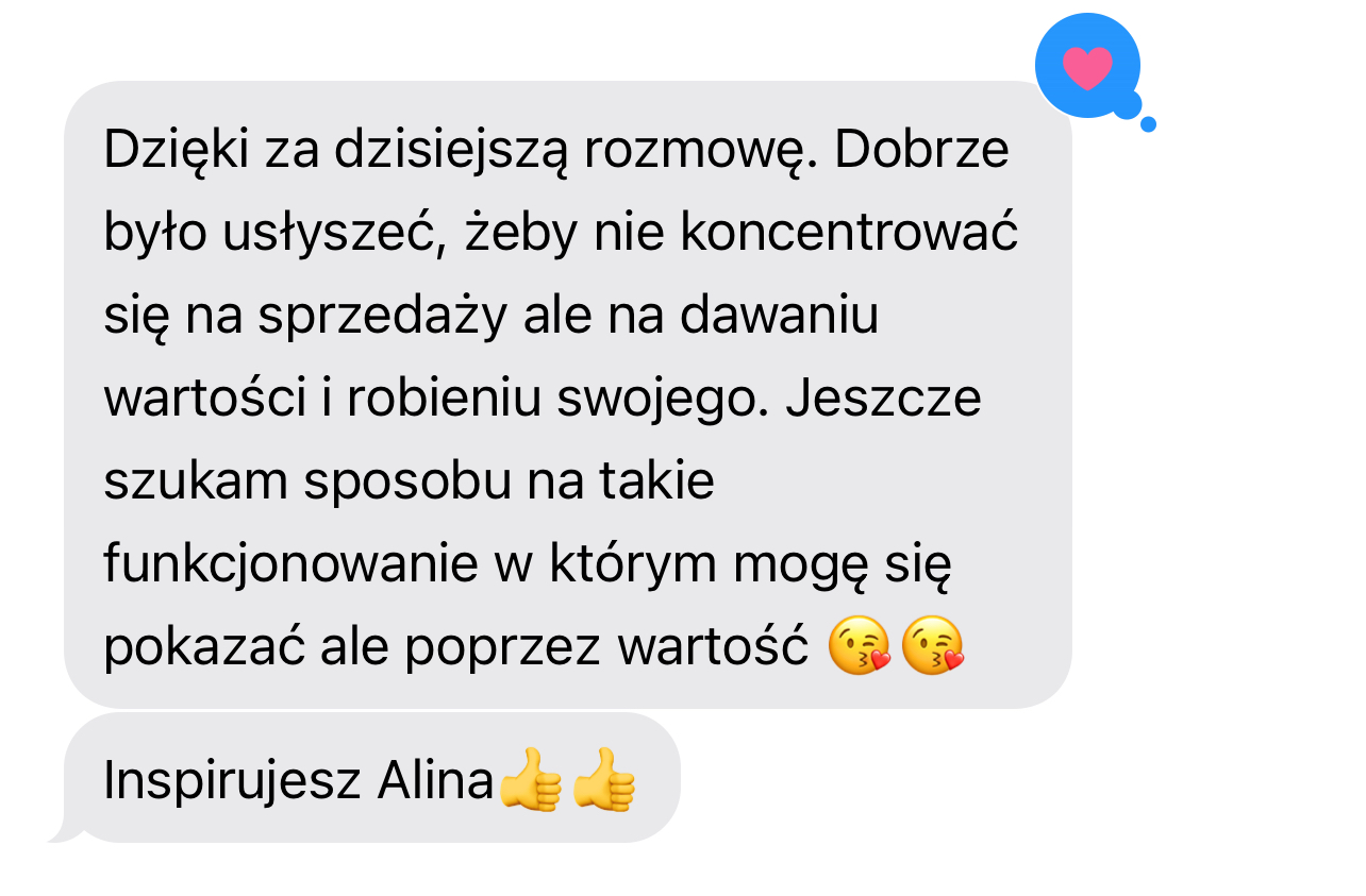 Wiadomość: dobrze było usłyszeć, żeby skupiać się na dawaniu wartości