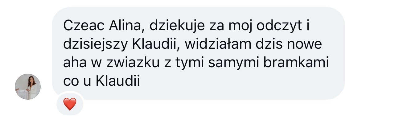 Wiadomość: dziękuję za mój odczyt, widziałam nowe aha przy tych samych bramkach