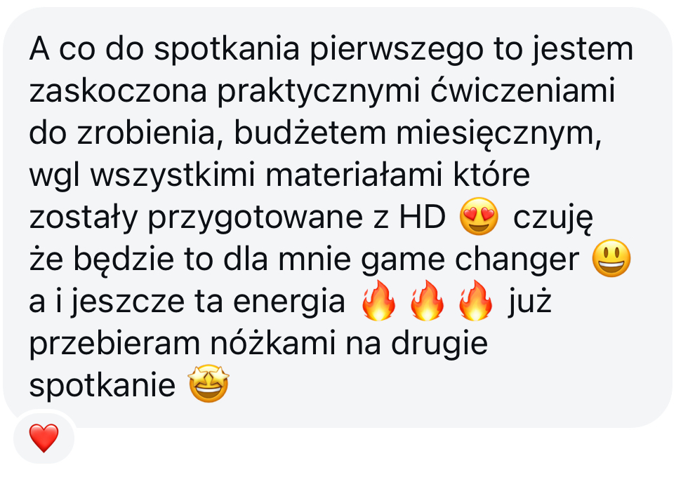 Wiadomość: zaskoczona praktycznymi ćwiczeniami, to będzie game changer